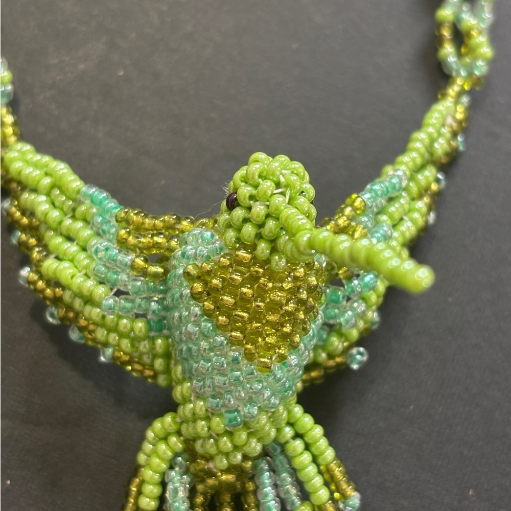 All beaded hummingbird necklace. Native American made. - Picture 6 of 7